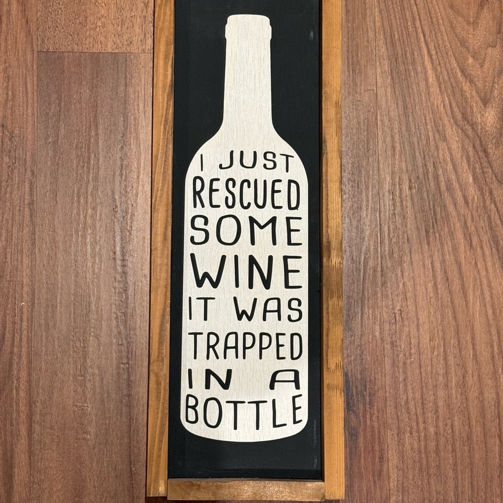 Wine Bottle Wall Art with Humorous Quote